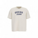 Camiseta Holgada con Estampado Retro de GUESS JEANS