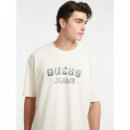 Camiseta Holgada con Estampado Retro de GUESS JEANS