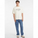 Camiseta Holgada con Estampado Retro de GUESS JEANS