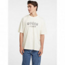 Camiseta Holgada con Estampado Retro de GUESS JEANS