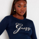 Sudadera con Logotipo Frontal Strass  GUESS