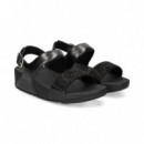 Sandalia 2 Tiras Stras+piel Negro  FITFLOP