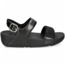 Sandalia 2 Tiras Stras+piel Negro  FITFLOP