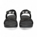 Sandalia 2 Tiras Stras+piel Negro  FITFLOP
