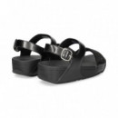 Sandalia 2 Tiras Stras+piel Negro  FITFLOP