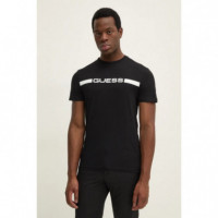 Camiseta Elástica con Logotipo Frontal de GUESS