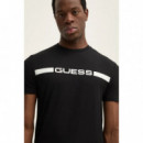 Camiseta Elástica con Logotipo Frontal de GUESS