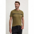 Camiseta Elástica con Logotipo Frontal de GUESS