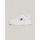 Zapatillas de Piel Finamente Dentadas de Tommy Jeans  TOMMY HILFIGER