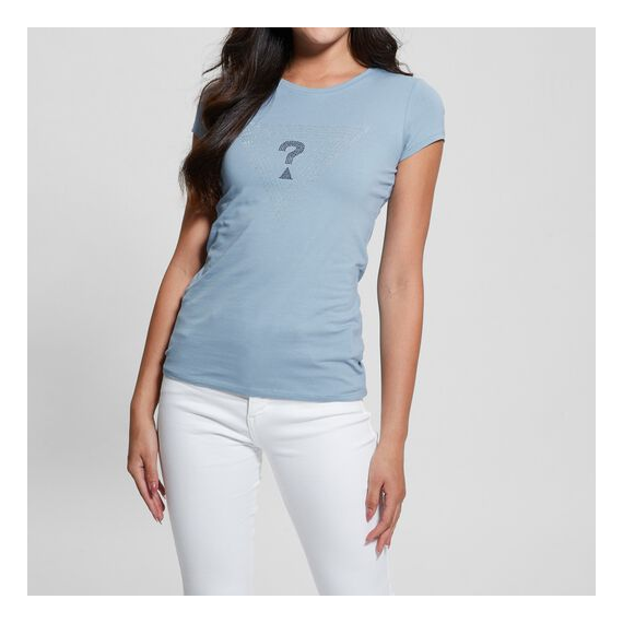 Camiseta GUESS Logo Triángulo Celeste