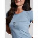 Camiseta GUESS Logo Triángulo Celeste