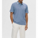 Polo selected diseño rayas celeste