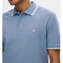 Polo selected diseño rayas celeste