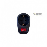 BENSON Adaptador de Enchufe con Boton Negro