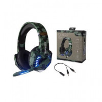 KOOLTECH Auricular Casco Gaming Diseño Militar Verde Usb/jack CPH334