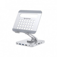 Soporte + Dock Usb-c CONCEPTRONIC HDMI Usb-c Pd 100W USB Microsd Silver