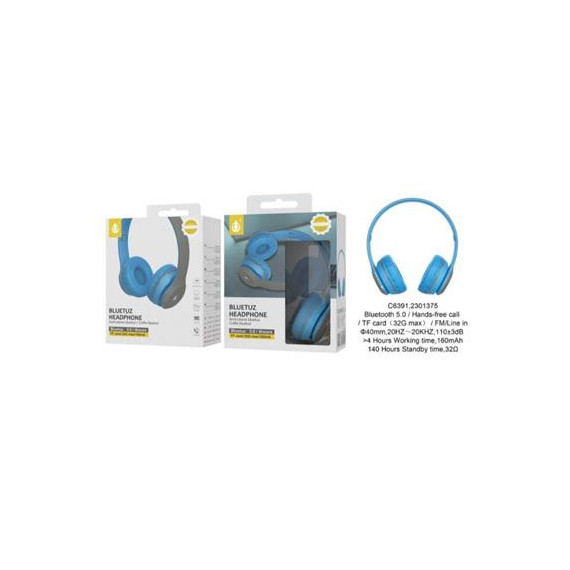 Oneplus Auricular Casco BLUETOOTH con Radio Fm, Ranura Micro Sd,aux Azul C6391  ONE PLUS