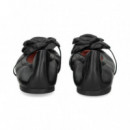 Bailarina Flor+tira Piel Negro  PRETTY BALLERINAS