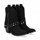 Botin Cremallera +tachas Licra Negro  EXE