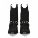 Botin Cremallera +tachas Licra Negro  EXE
