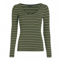 Camisas y Tops Top KING LOUIE Carice Pimm Stripe Woodbine Green - Guanxe Atlantic Marketplace