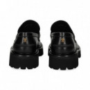 Mocasin Plat.eslabon Piel Negro  ROBERTO CAVALLI