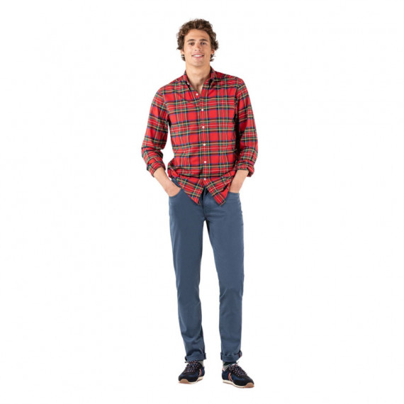 1050W220056 Camisas EL GANSO Hombre Camisa Cuadros Tartan Rojo Perfil Amarillo