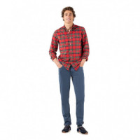 1050W220056 Camisas EL GANSO Hombre Camisa Cuadros Tartan Rojo Perfil Amarillo