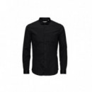 JACK AND JONES 12097662 Black Super Slim Camisa Jack Jones Jjprparma Shirt L/s Noos