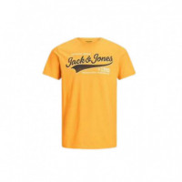 JACK AND JONES 12189734GOLDEN Orange Slim Camiseta Jack Jones Jjelogo Tee Ss O-neck 2 Col AW21 Sn