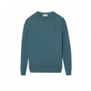 129421 Jerseys SILBON Hombre Liso Cuello Redondo Petroleo