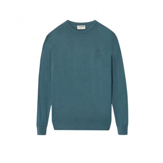 129421 Jerseys SILBON Hombre Liso Cuello Redondo Petroleo