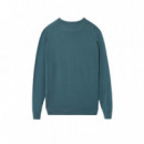 129421 Jerseys SILBON Hombre Liso Cuello Redondo Petroleo