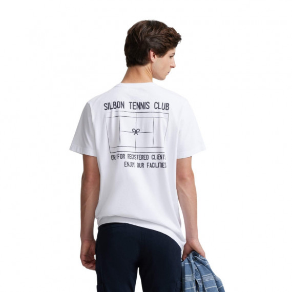 129992 Camisetas SILBON Hombre Tennis Club Blanca