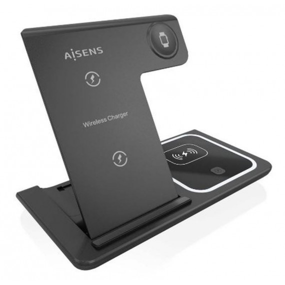 AISENS Base de Carga Inalambrica ASCH-15W3WC043-BK 3 en 1 15W Negra