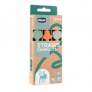 CHICCO Set Pajitas de Colores Silicona +12M