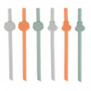 CHICCO Set Pajitas de Colores Silicona +12M