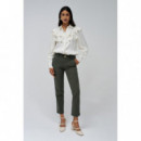 SALSA JEANS Vaqueros Mujer Pantalones Salsa Chinos Secret Push In Cropped Slim Verde