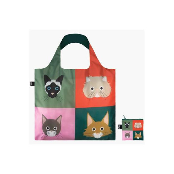 LOQI Sc.ca.r Bolsa Plegable Forma Stephen Cheetam Gatos 50X42CMS/ hasta 20KG de Carga