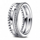 Anillo PANDORA Signature Logo Pavé y Cuentas 192312C01