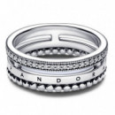 Anillo PANDORA Signature Logo Pavé y Cuentas 192312C01