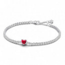 Pulsera Tenis Corazón Brillante Rojo 590041C02  PANDORA