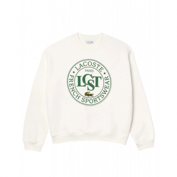 Jerséis y Sudaderas Sudadera LACOSTE Gráfica de Corte Holgado Blanco