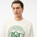 Jerséis y Sudaderas Sudadera LACOSTE Gráfica de Corte Holgado Blanco