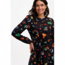 SUGARHILL BRIGHTON Vestidos Vestido Sugarhill Oksana Mini Black, Zodiac Rainbow Skies