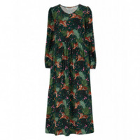 SUGARHILL BRIGHTON Vestidos Vestido Sugarhill Sidney MIDI Dark Green, Tigers & Palms