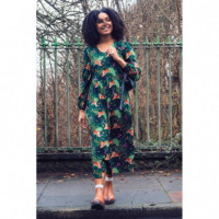 SUGARHILL BRIGHTON Vestidos Vestido Sugarhill Sidney MIDI Dark Green, Tigers & Palms