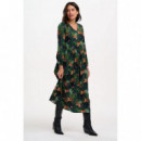 SUGARHILL BRIGHTON Vestidos Vestido Sugarhill Sidney MIDI Dark Green, Tigers & Palms