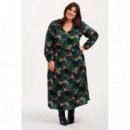 SUGARHILL BRIGHTON Vestidos Vestido Sugarhill Sidney MIDI Dark Green, Tigers & Palms