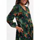 SUGARHILL BRIGHTON Vestidos Vestido Sugarhill Sidney MIDI Dark Green, Tigers & Palms